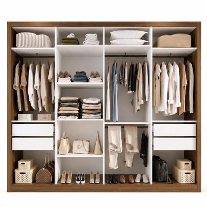 Imagem de Closet Casal sem Portas 4 Gavetas Florença Yescasa Marrom/Freijó