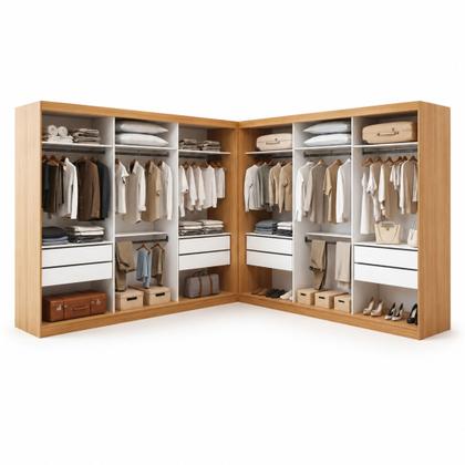 Imagem de Closet Casal sem Portas 8 Gavetas Paris Duo Premium Yescasa Marrom/Carvalho