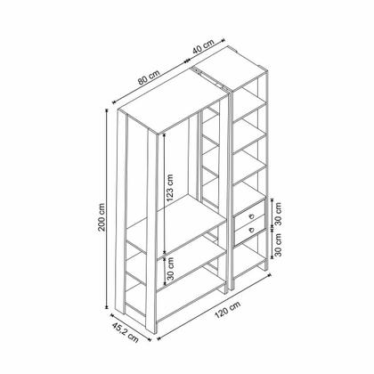 Imagem de Closet com 1 Cabideiro, 2 Gavetas e 8 Prateleiras EY101-106 Linha Yes Naturart