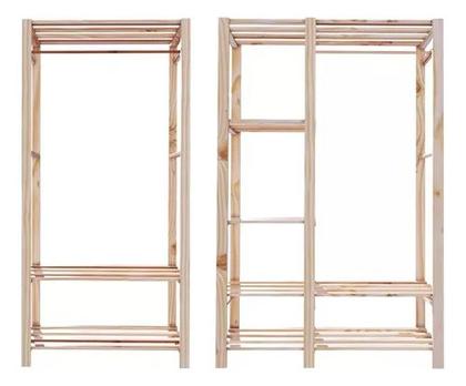 Imagem de Closet Duplo Design Arara Industrial Pinus Cabideiros P/ Quarto