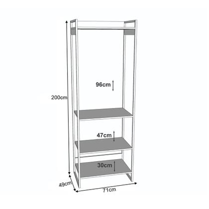 Imagem de Closet Industrial Casal Completo Loft Amêndoa 4 Módulos Cabideiro com Gavetas Base Cobre