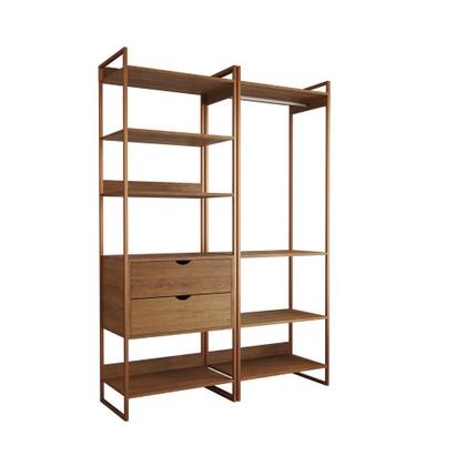 Imagem de Closet Industrial Casal Loft 2 Módulos Amêndoa Cabideiro com Gavetas Base Cobre