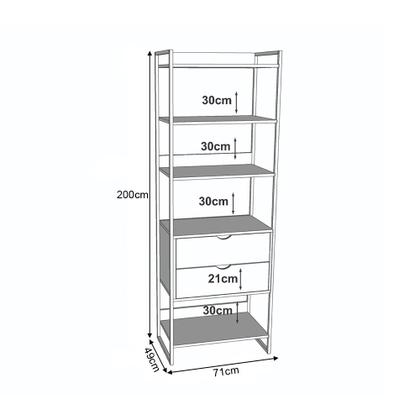 Imagem de Closet Industrial Casal Loft 2 Módulos Amêndoa Cabideiro com Gavetas Base Dourada