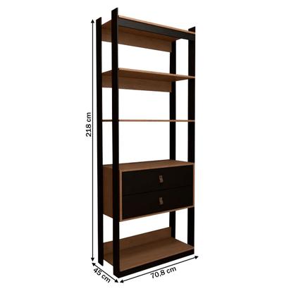 Imagem de Closet Industrial Marseille 2 Gavetas 2 Prateleiras Black/Brise - Panorama Móveis