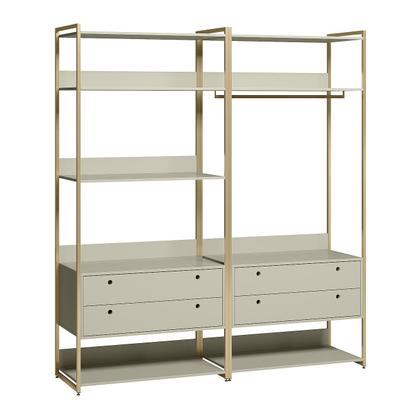 Imagem de Closet Industrial Olivar 4 Gavetas 9 Prateleiras Off White - Olivar Móveis