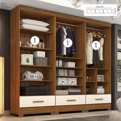 Imagem de Closet Modulado 3 Peças 3 Gavetas Smart Versatile Espresso Móveis Bege/Cinamomo/Off White