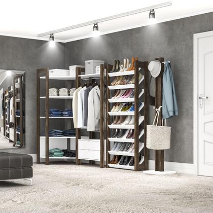 Imagem de Closet Modulado Aberto - Armário Alto Multiuso com 2 Gavetas Prateleiras e Cabide AZ1011 Tecno Mobili