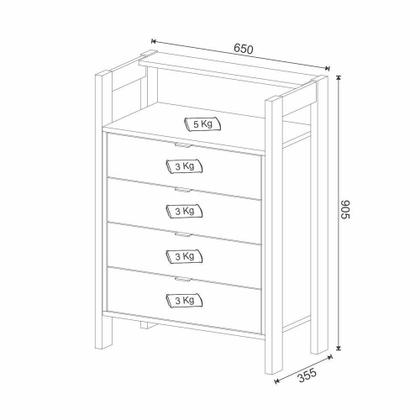 Imagem de Closet Modulado Aberto - Gaveteiro Multiuso 65cm com 4 Gavetas AZ1012 Tecnomóbili