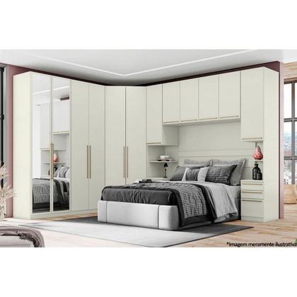 Imagem de Closet Modulado de Canto Oblíquo Seletto MC05 c/ 2 Portas e 3 Gavetas cor Areia - Henn