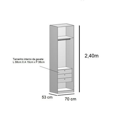 Imagem de Closet Modulado sem Portas com Gavetas 70cm 100% MDF Altezza