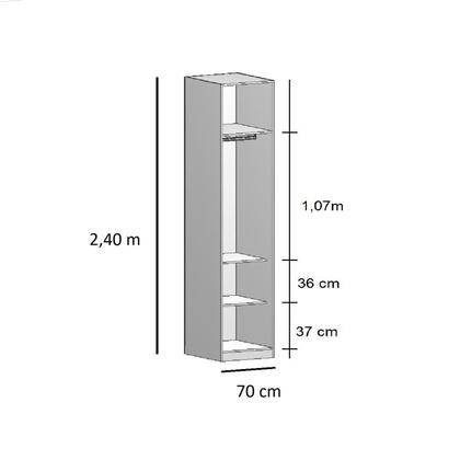 Imagem de Closet Modulado sem Portas com Prateleiras Cabideiros 70cm Altezza