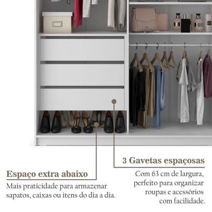 Imagem de Closet Solteiro 100% MDF BP 139,5cm 3 Gavetas Sion Preto
