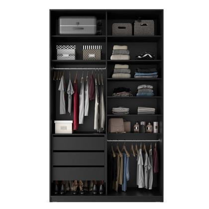 Imagem de Closet Solteiro 100% MDF BP 139,5cm 3 Gavetas Sion Preto