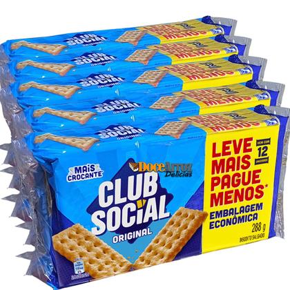 Imagem de Club Social, Biscoito Original, 5 Pacotes, 60 Unidades