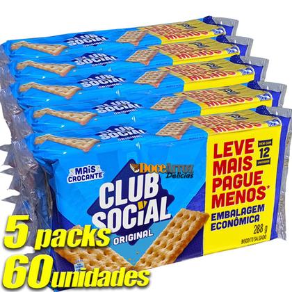 Imagem de Club Social, Biscoito Original, 5 Pacotes, 60 Unidades