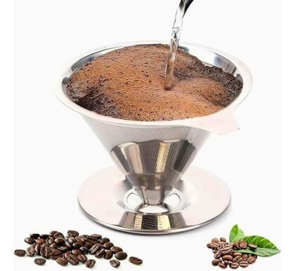 Imagem de Coador de Café em Aço Inox - Filtro Reutilizável Sem Necessidade de Papel"