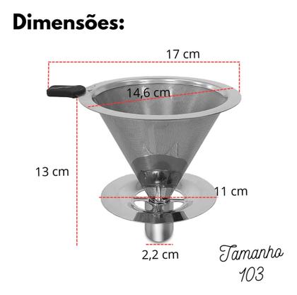 Imagem de Coador Filtro Café Aço Inox T 103 Reutilizável Sem Papel Unitermi