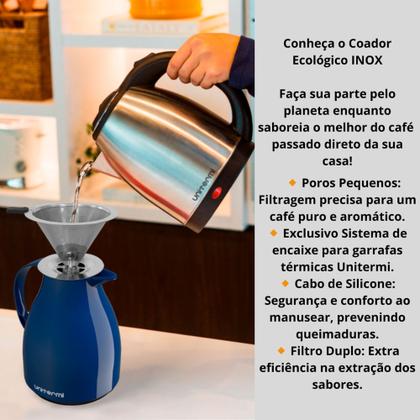 Imagem de Coador Filtro Café Aço Inox T 103 Reutilizável Sem Papel Unitermi