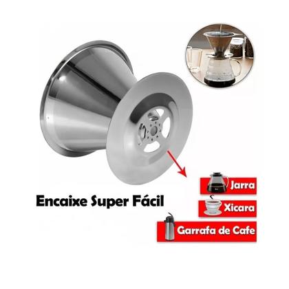 Imagem de Coador Filtro Café Permanente Aço Inox Sem Uso De Papel Reutilizavel