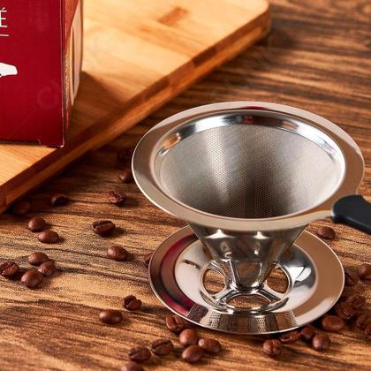 Imagem de Coador Filtro De Café Inox Reutilizável Com Base Grande 103