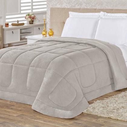 Imagem de Coberdrom 100% Algodão Malha Com Manta Microfibra Queen 01 Peça - Cinza