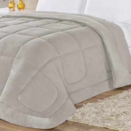 Imagem de Coberdrom 100% Algodão Malha Com Manta Microfibra Queen 01 Peça - Cinza