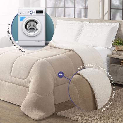 Imagem de Coberdrom Cobertor Casal King Maya Dupla Face Manta Fleece e Sherpa de Carneiro