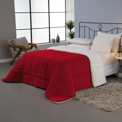 Imagem de Coberdrom Cobertor Dupla Face 1 Peça Casal Manta Soft e Sherpa de Carneiro 