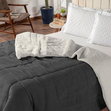 Imagem de Coberdrom Cobertor Dupla Face KING - Sherpa com Manta Pele de Carneiro Toque Macio e Aveludado