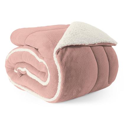 Imagem de Coberdrom Cobertor Dupla Face KING - Sherpa Manta Pele de Carneiro Toque Macio e Aveludado - ROSA