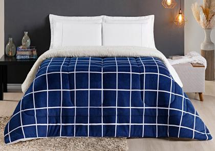 Imagem de Coberdrom Cobertor Queen Manta/Sherpa Austin Grid