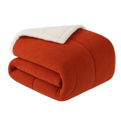 Imagem de Coberdrom Edredom Pele De Carneiro Solteiro Sherpa Dupla Face Terracota Extra Macio