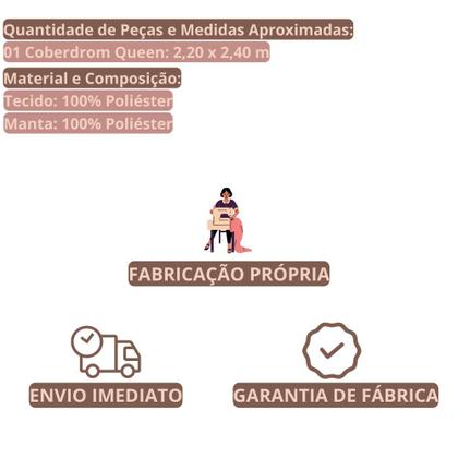 Imagem de Coberdrom Edredon Cobertor Cama Casal Queen Mantinha Soft Super Macia