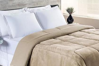 Imagem de Coberdrom em Malha e Manta Soft Queen Dupla Face Cáqui