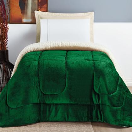 Imagem de Coberdrom Everest Solteiro Manta Sherpa 150g - Verde