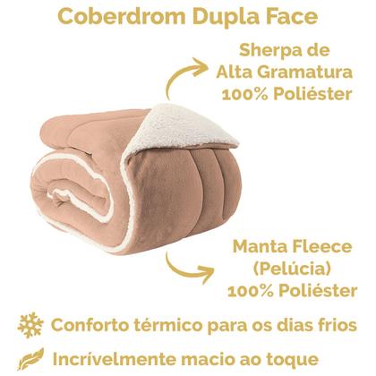 Imagem de Coberdrom King Size Dupla Face Manta Soft Felpuda e Sherpa