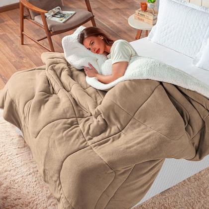Imagem de Coberdrom King Size Dupla Face Manta Soft Felpuda e Sherpa