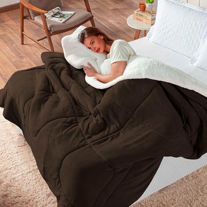 Imagem de Coberdrom King Size Dupla Face Manta Soft Felpuda e Sherpa