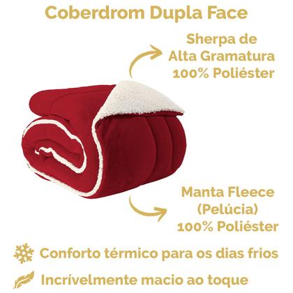 Imagem de Coberdrom King Size Dupla Face Manta Soft Felpuda e Sherpa