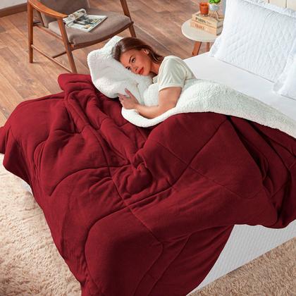 Imagem de Coberdrom King Size Dupla Face Manta Soft Felpuda e Sherpa