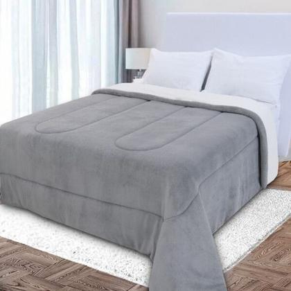 Imagem de Coberdrom Queen Alaska Sherpa Dupla Face Cinza.