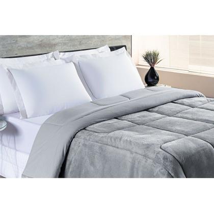 Imagem de Coberdrom Queen Dupla Face Malha Algodão/Mantinha 1 Peça - Cinza - 100% algodão - verso 100% poliéster