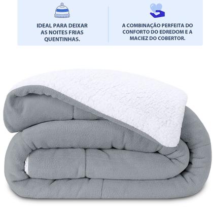 Imagem de Coberdrom Queen Edredom Dupla-Face Soft Aveludado e Sherpa Tipo Lã 240x240cm - BF Colchões