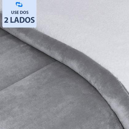 Imagem de Coberdrom Queen Edredom Dupla-Face Soft Aveludado e Sherpa Tipo Lã 240x240cm - BF Colchões