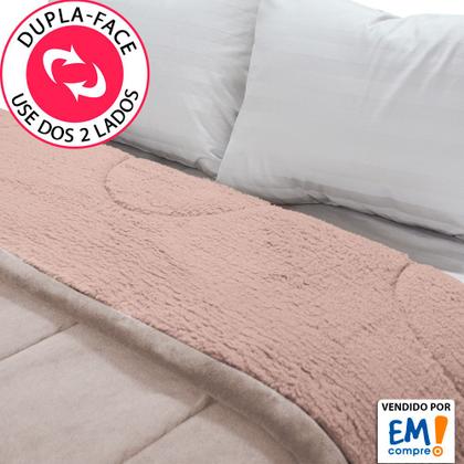 Imagem de Coberdrom Queen Edredom Dupla-Face Soft Aveludado e Sherpa Tipo Lã 240x240cm - BF Colchões