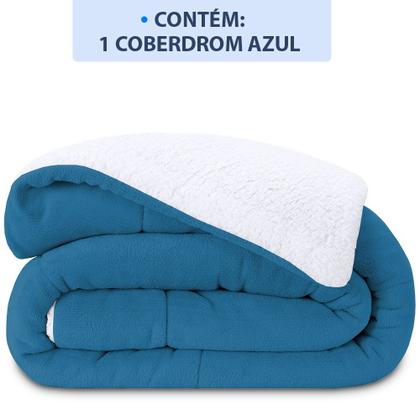 Imagem de Coberdrom Queen Edredom Dupla-Face Soft Aveludado e Sherpa Tipo Lã 240x240cm - BF Colchões