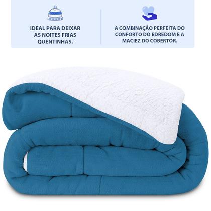 Imagem de Coberdrom Queen Edredom Dupla-Face Soft Aveludado e Sherpa Tipo Lã 240x240cm - BF Colchões