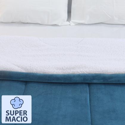 Imagem de Coberdrom Queen Edredom Dupla-Face Soft Aveludado e Sherpa Tipo Lã 240x240cm - BF Colchões