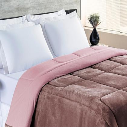 Imagem de Coberdrom Queen Malha 100 Algodão Dupla Face Edredom com Sherpa