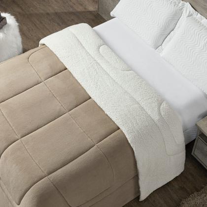 Imagem de Coberdrom Queen Maya Dupla Face Sherpa/Mantinha 1 Peça - Bege